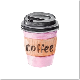 Pink cup of coffee Posters and Art